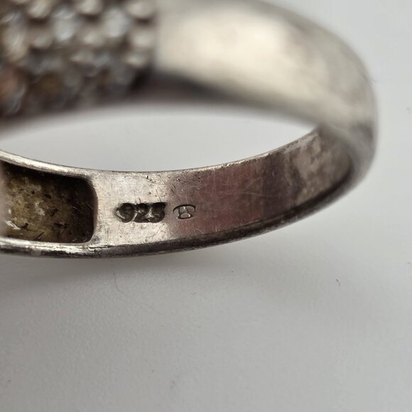 925 Sterling Silver Ring white Stone Vintage Band Size 9 - Picture 7 of 8